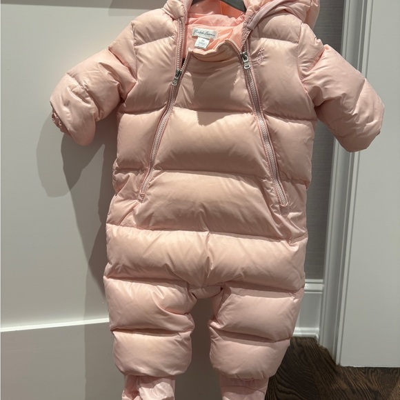 Ralph Lauren Pale Pink Baby Puffer Jacket with Hood (6 month) worn twice!